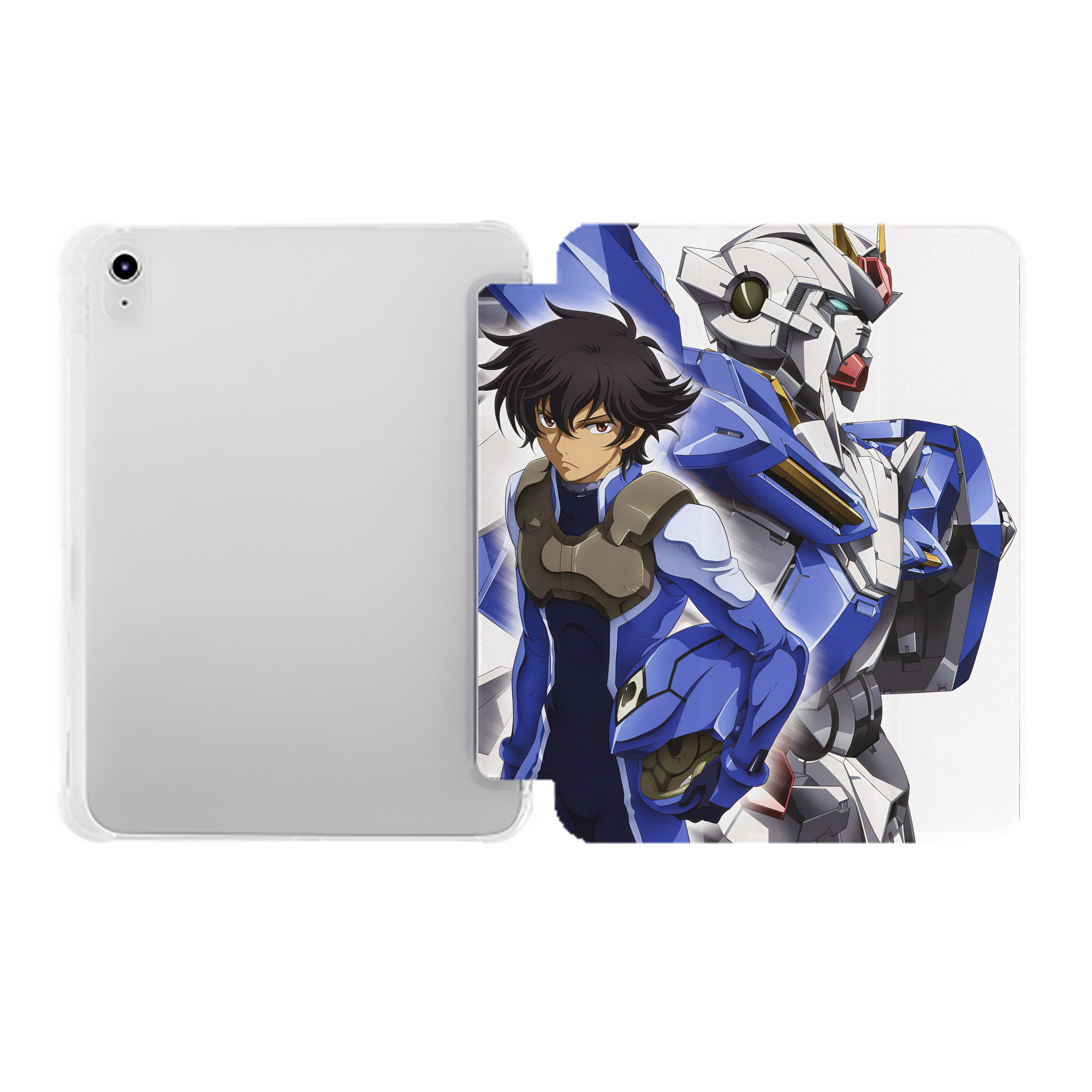 （画像用） 機動戦士ガンダム Mobile Suit Gundam IPad ケース ペン収納付き 三つ折りスタンド PUレザー×シリコン 対応機種9.5/10.5/10.9インチ